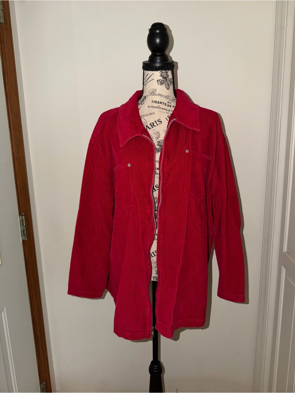 ✨5/$30✨ Denim&Co Red Corduroy Zip-Front Jacket